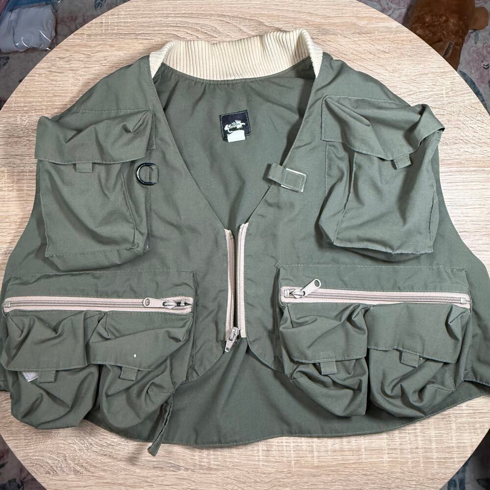 Vintage 1990's Caddis USA Cropped Utility Hunting Vest Size Large VTG Outdoors